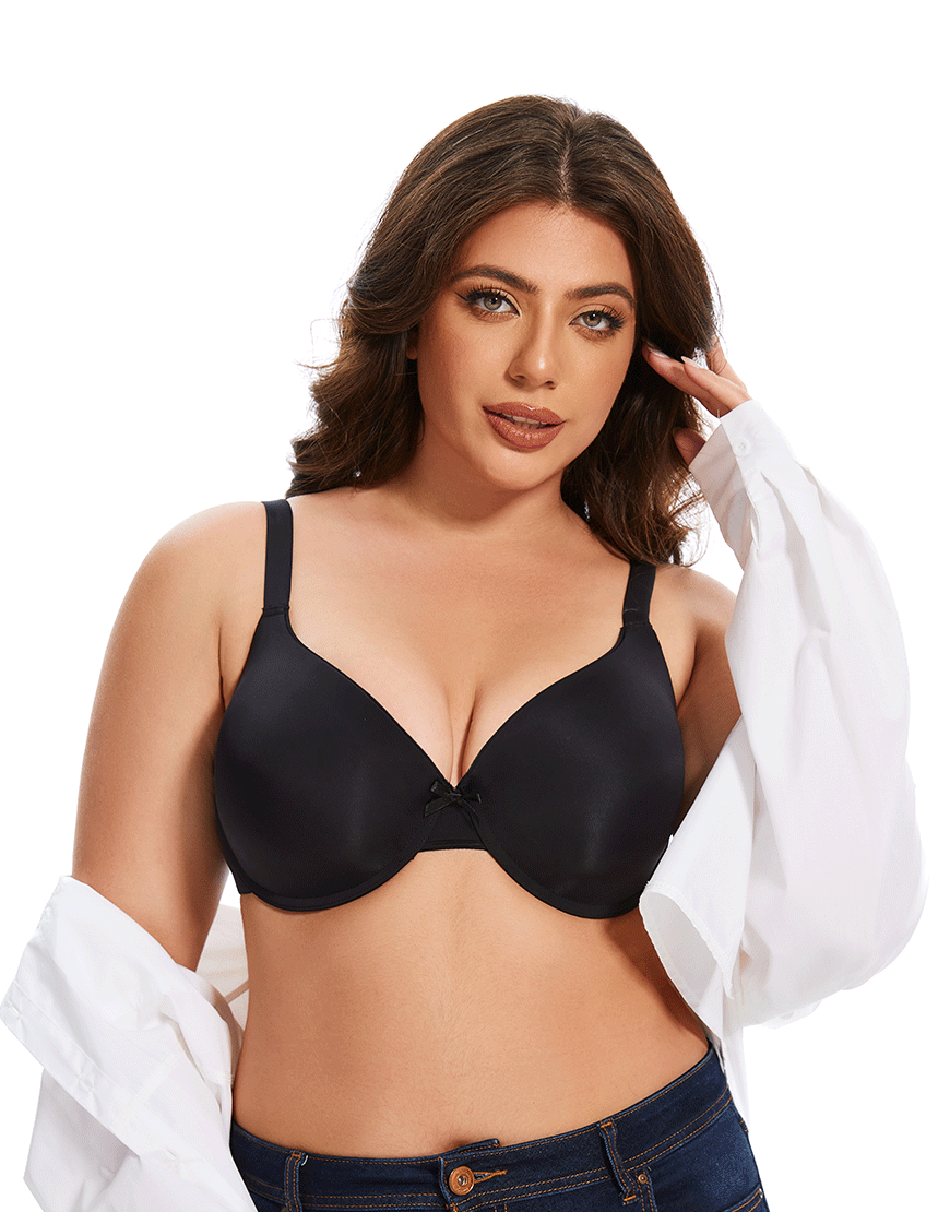 Mesh Curvy Lightly Padded T-Shirt Bra -BLACK