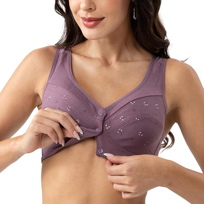 Front-Button Anti sagging Jersey Cotton Wireless Bra!