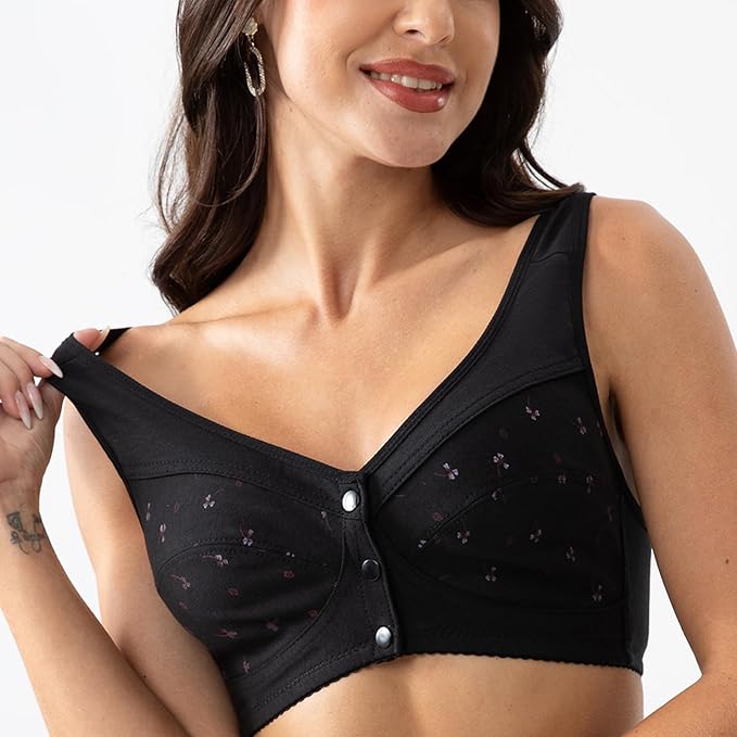 Front-Button Anti sagging Jersey Cotton Wireless Bra!