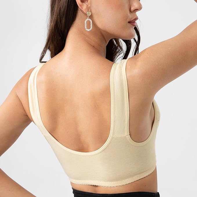 Front-Button Anti sagging Jersey Cotton Wireless Bra!